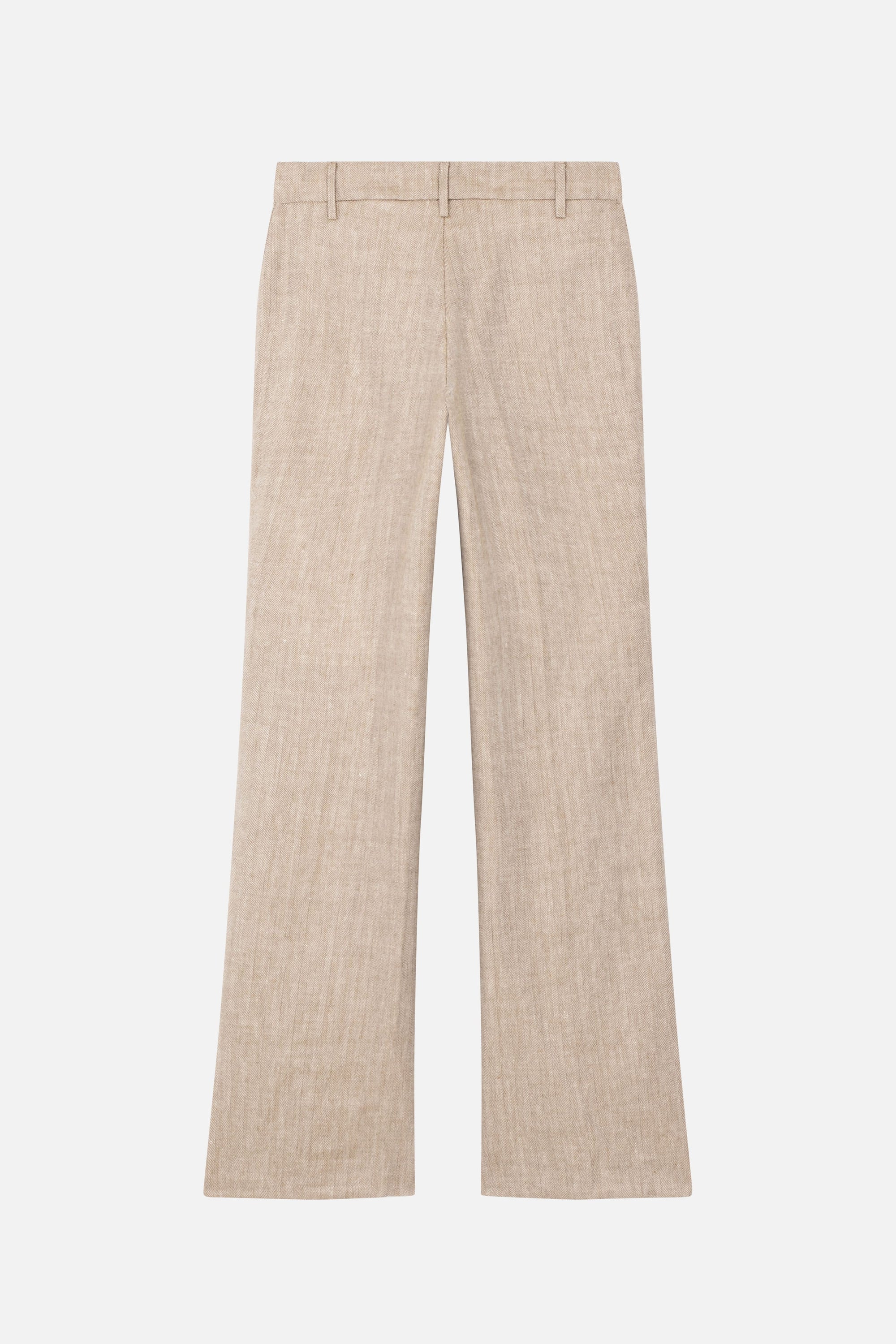 Pantalon Island Chevron en laine et lin - Beige