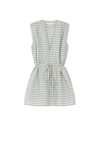 Robe courte Charly à carreaux - Ciel