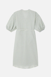 Robe midi Fine à carreaux - Ciel