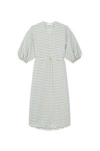 Robe midi Fine à carreaux - Ciel