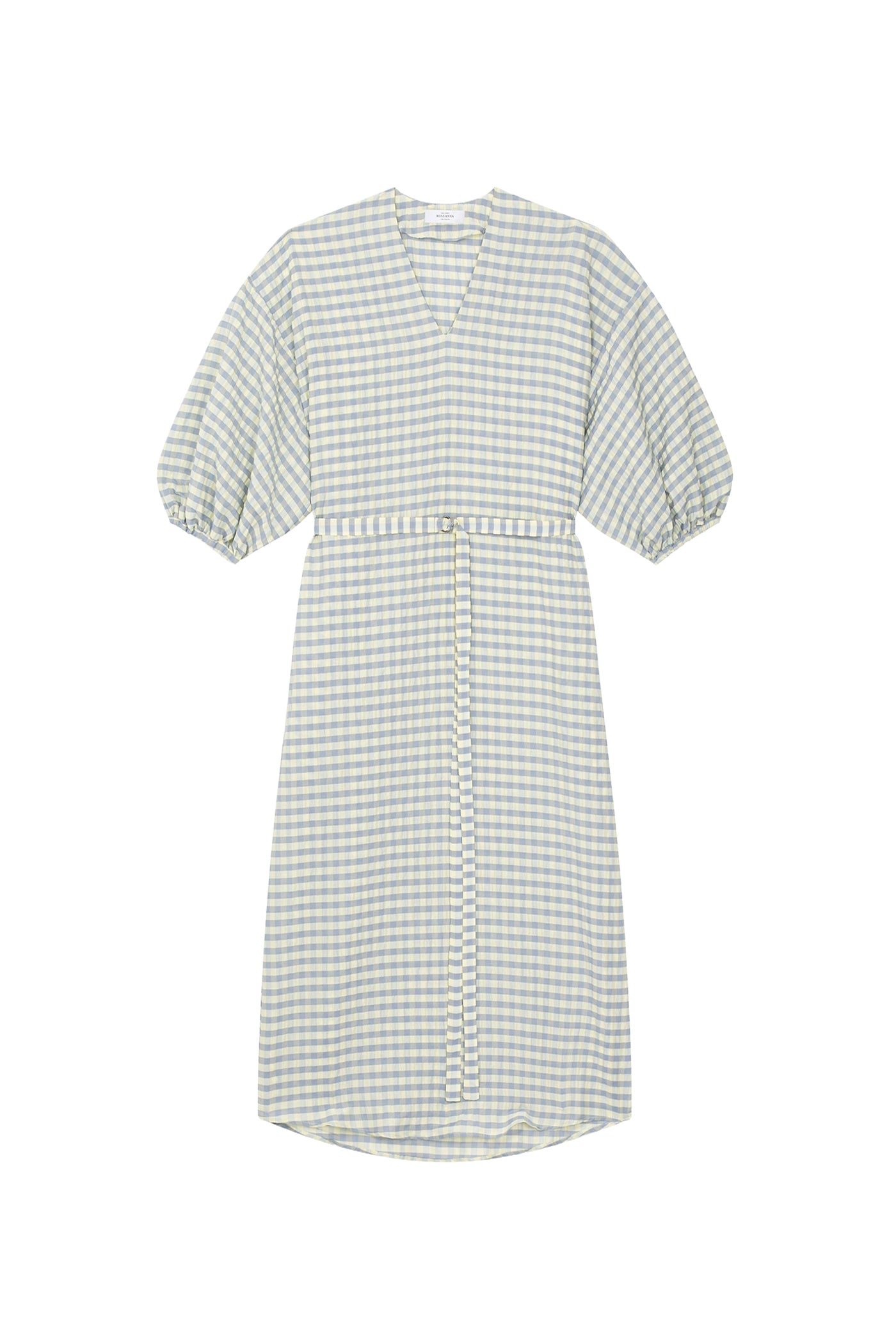 Robe midi Fine à carreaux - Ciel