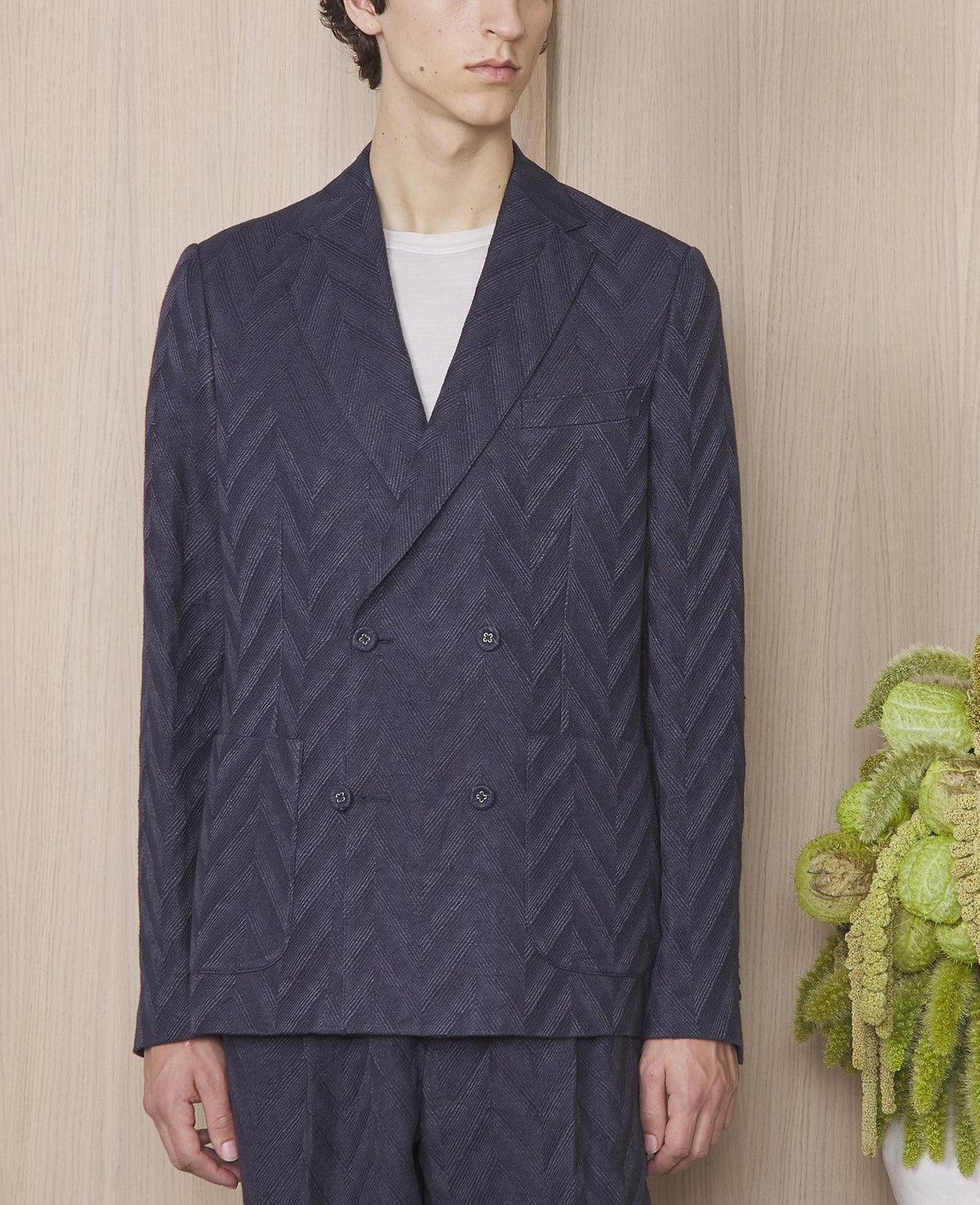 225 // Veste Léon en lin - Navy