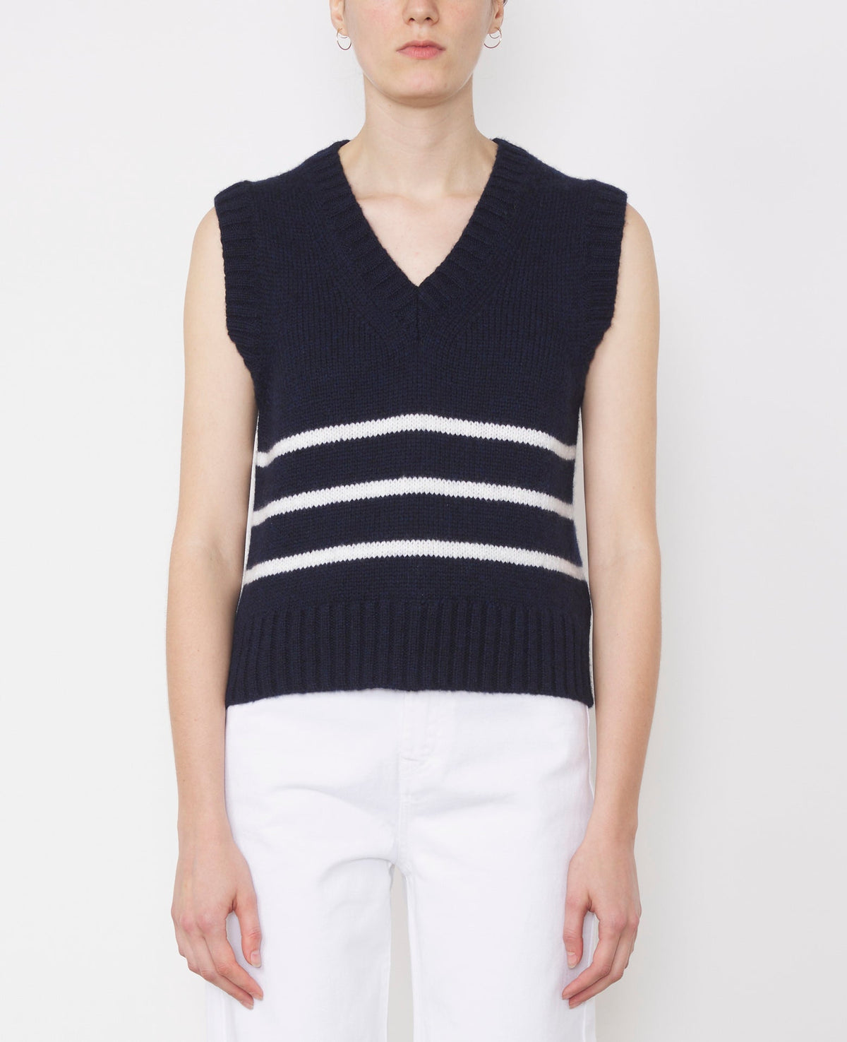 NAVY/ECRU // Pull sans manche Aurora