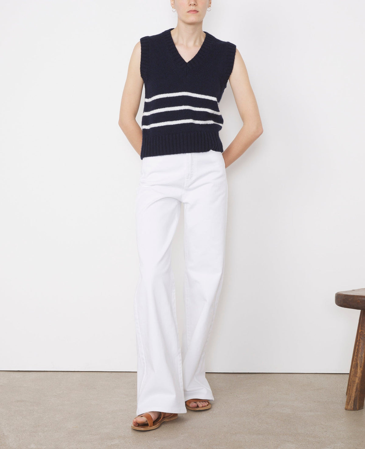 NAVY/ECRU // Pull sans manche Aurora