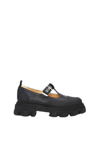 Ballerines Babies à semelles crantées en cuir - Black