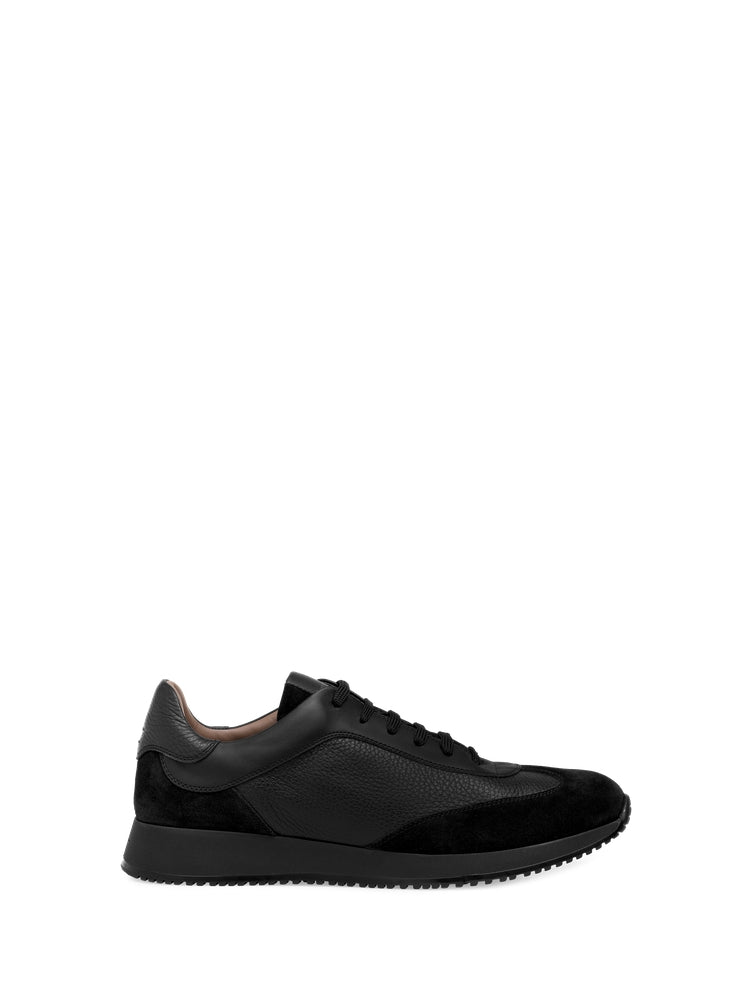 Sneakers Grand Prix en cuir grainé - Noir