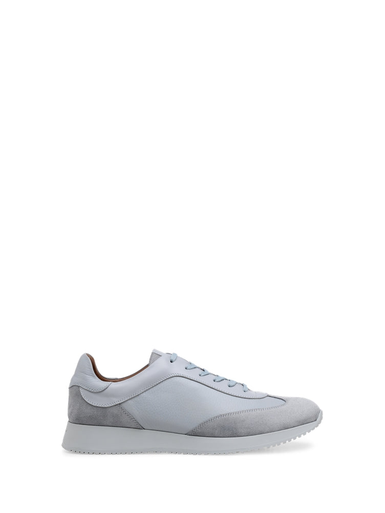 Sneakers Grand Prix en cuir lisse - Gris Clair