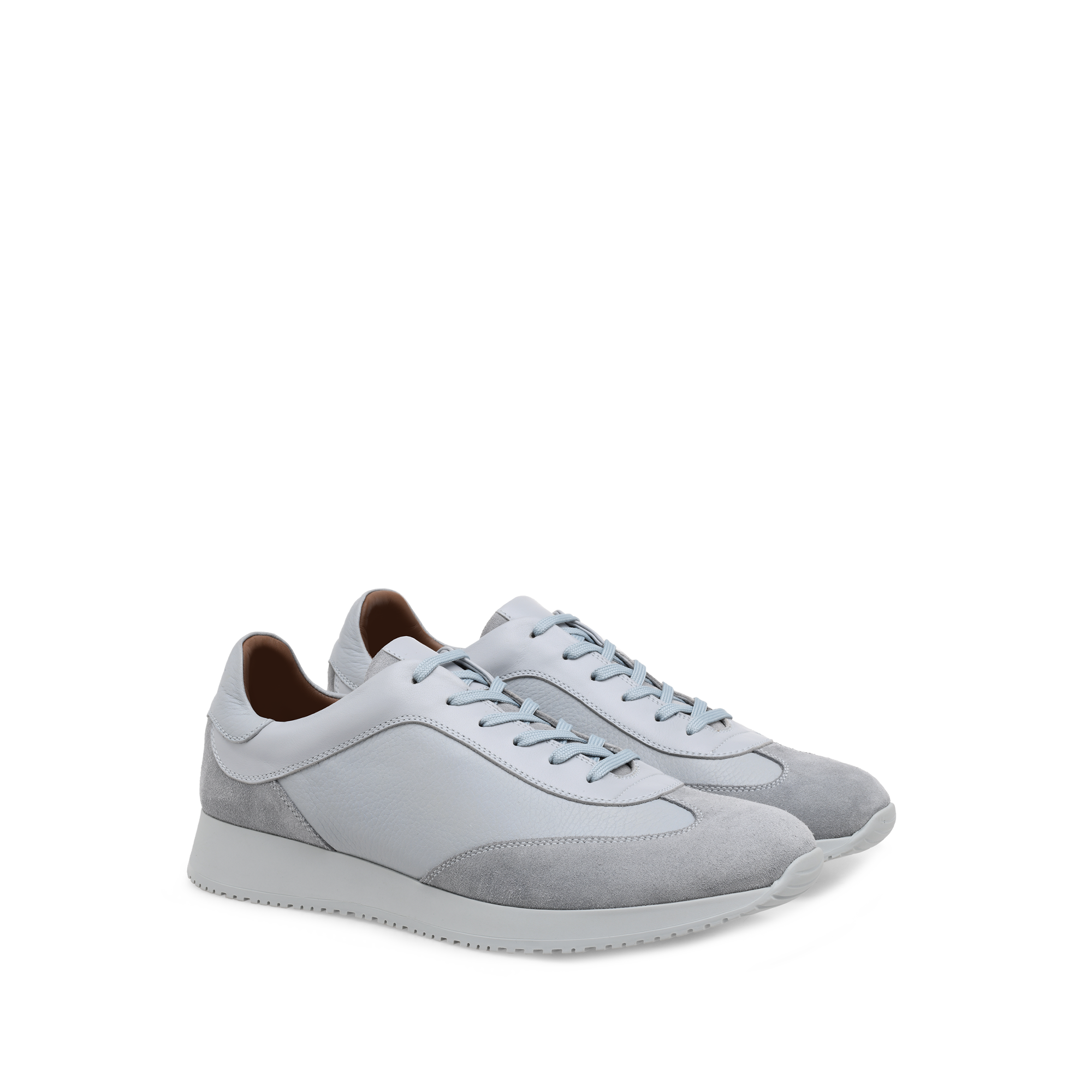 Sneakers Grand Prix en cuir lisse - Gris Clair