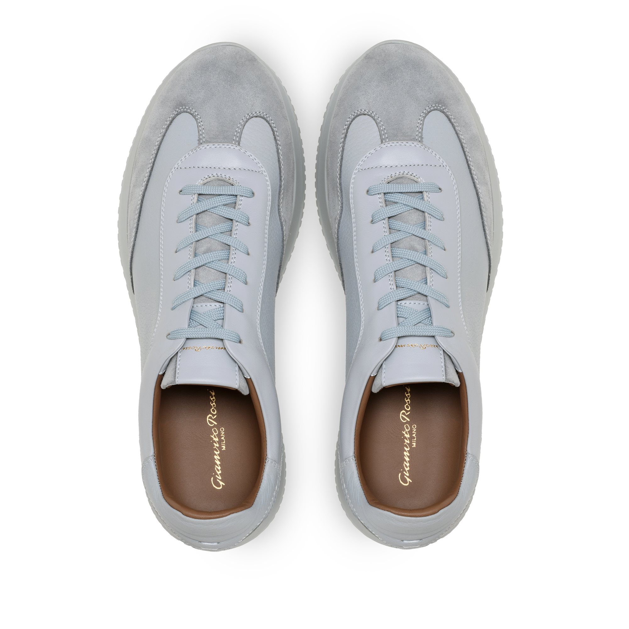 Sneakers Grand Prix en cuir lisse - Gris Clair