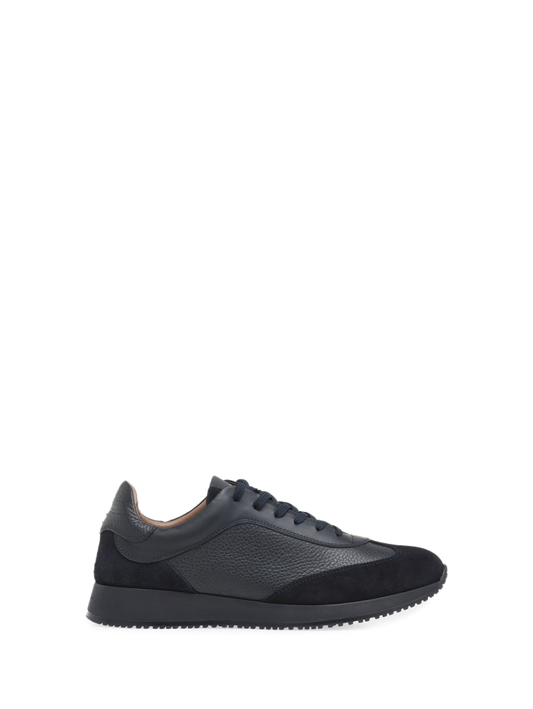Sneakers Grand Prix en cuir grainé - Bleu