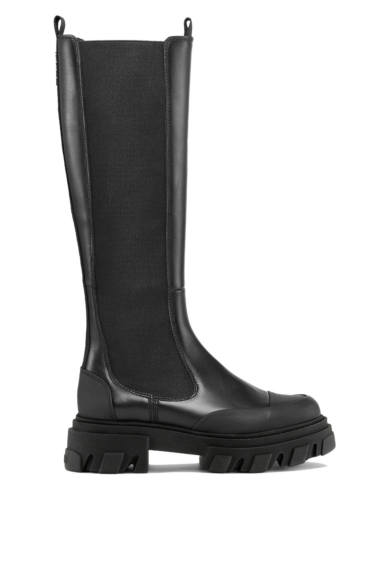 Bottes Chelsea montantes à semelles crantées en cuir - Black