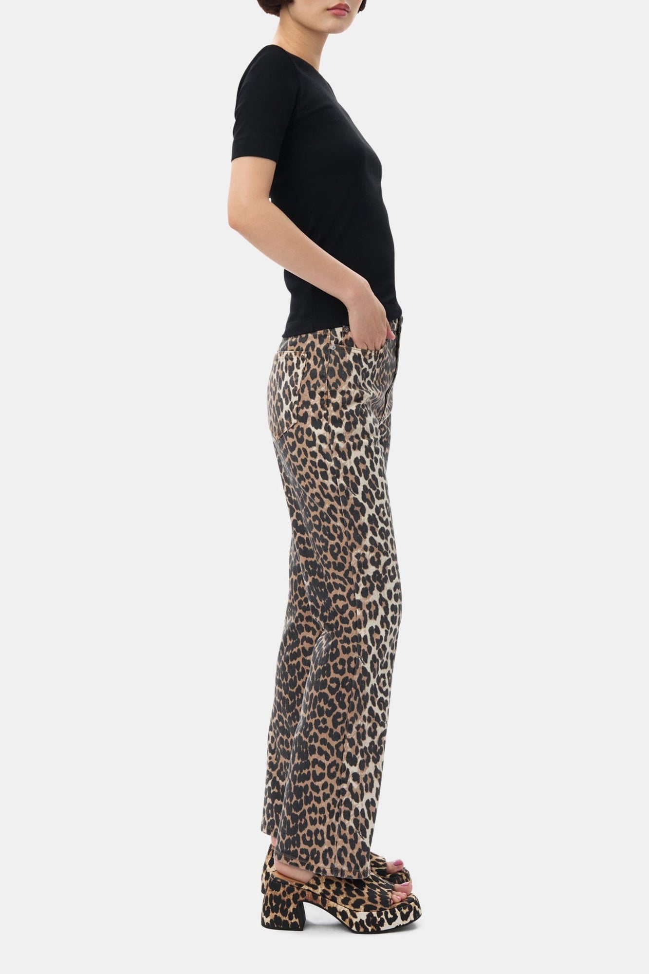 Sabots imprimés en satin - Leopard