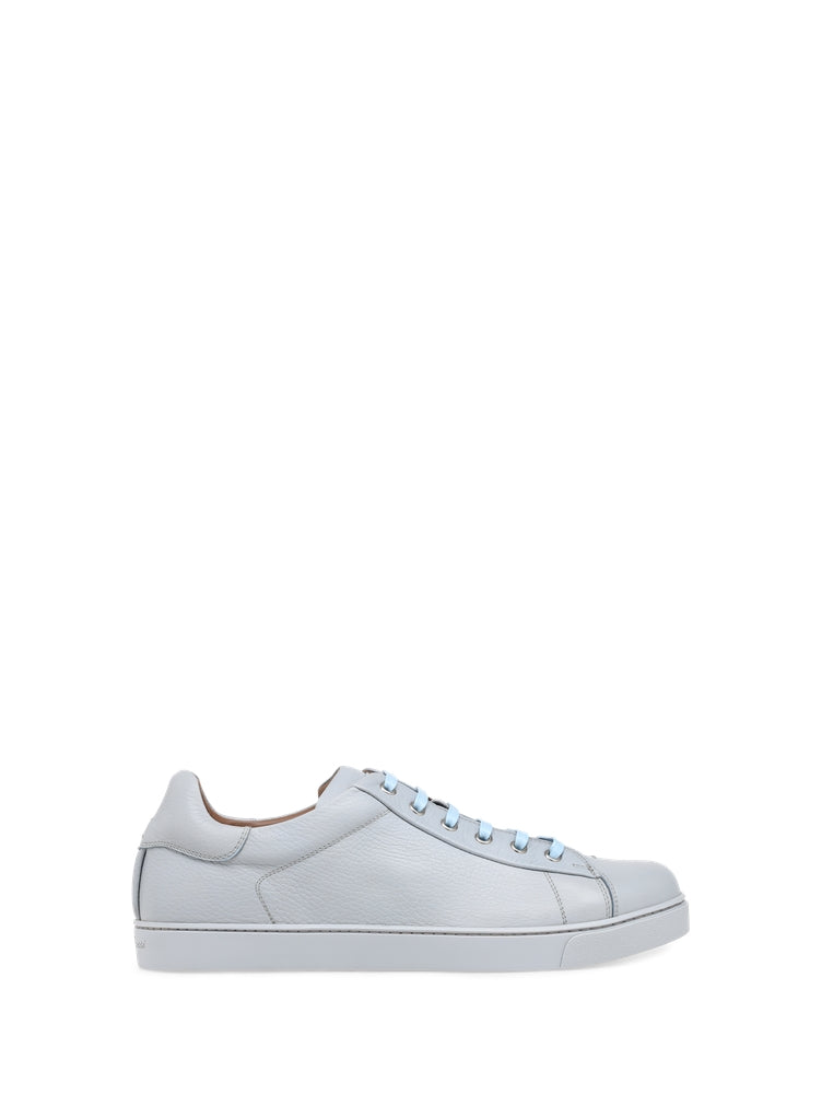 Sneakers Low Top en cuir grainé - Gris Clair
