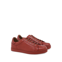 Sneakers Low Top en cuir grainé - Rouge