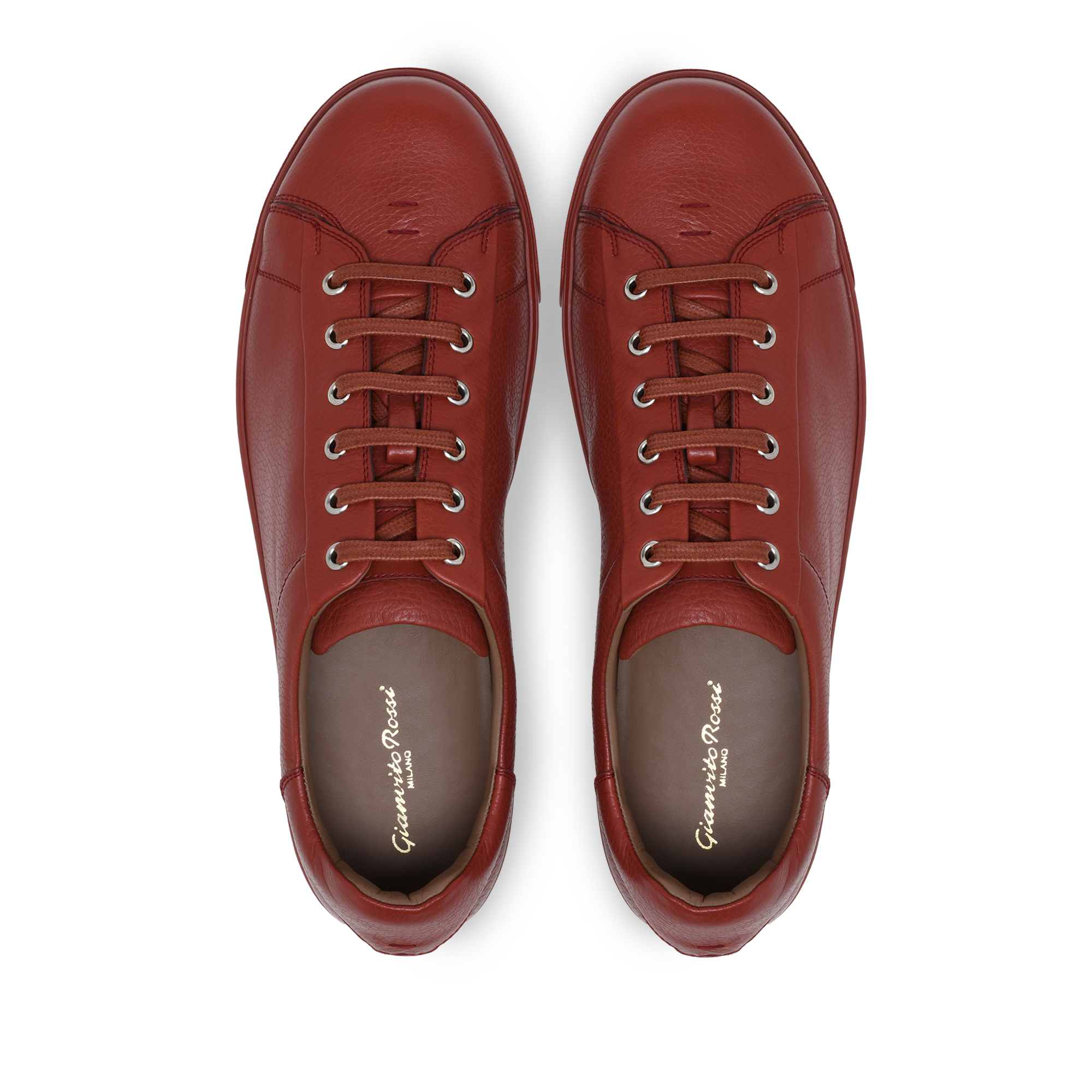 Sneakers Low Top en cuir grainé - Rouge