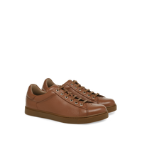 Sneakers Low Top en cuir grainé - Marron