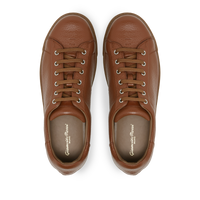 Baskets Low Top en cuir grainé - Marron