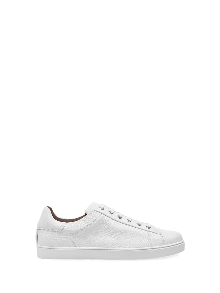 Sneakers Low Top en cuir grainé - Blanc