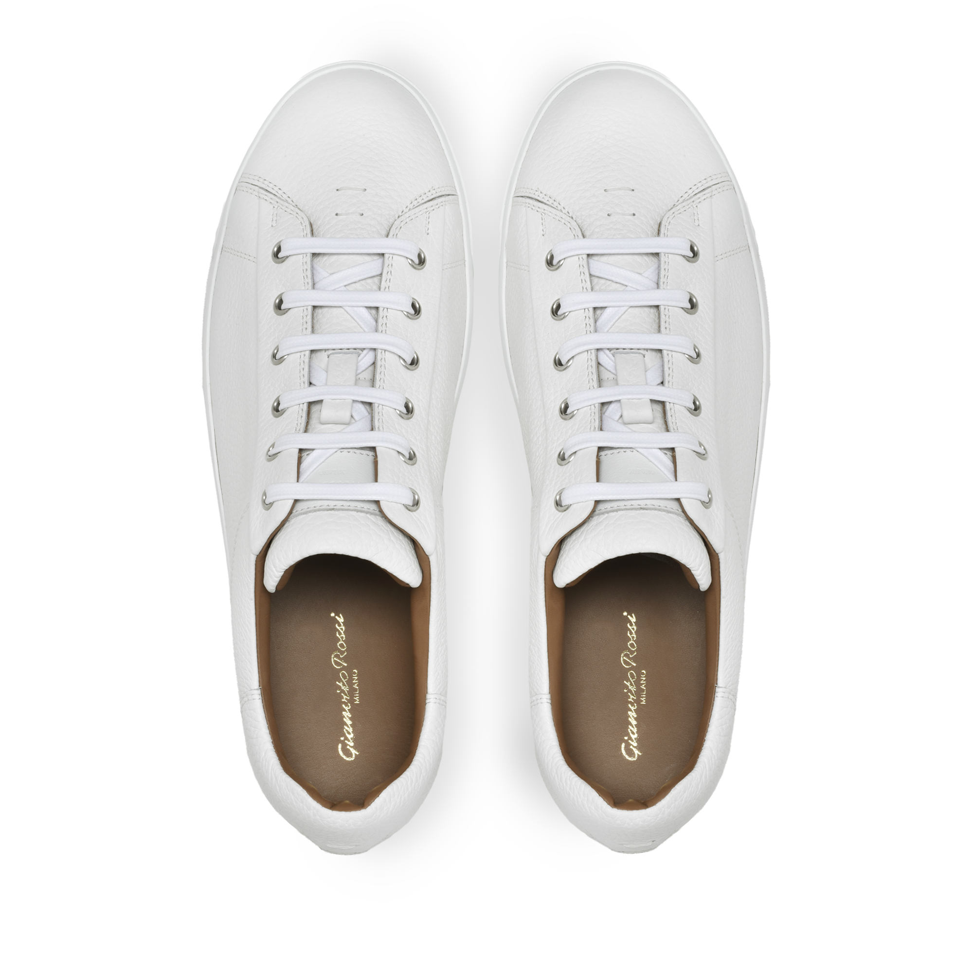 Sneakers Low Top en cuir grainé - Blanc