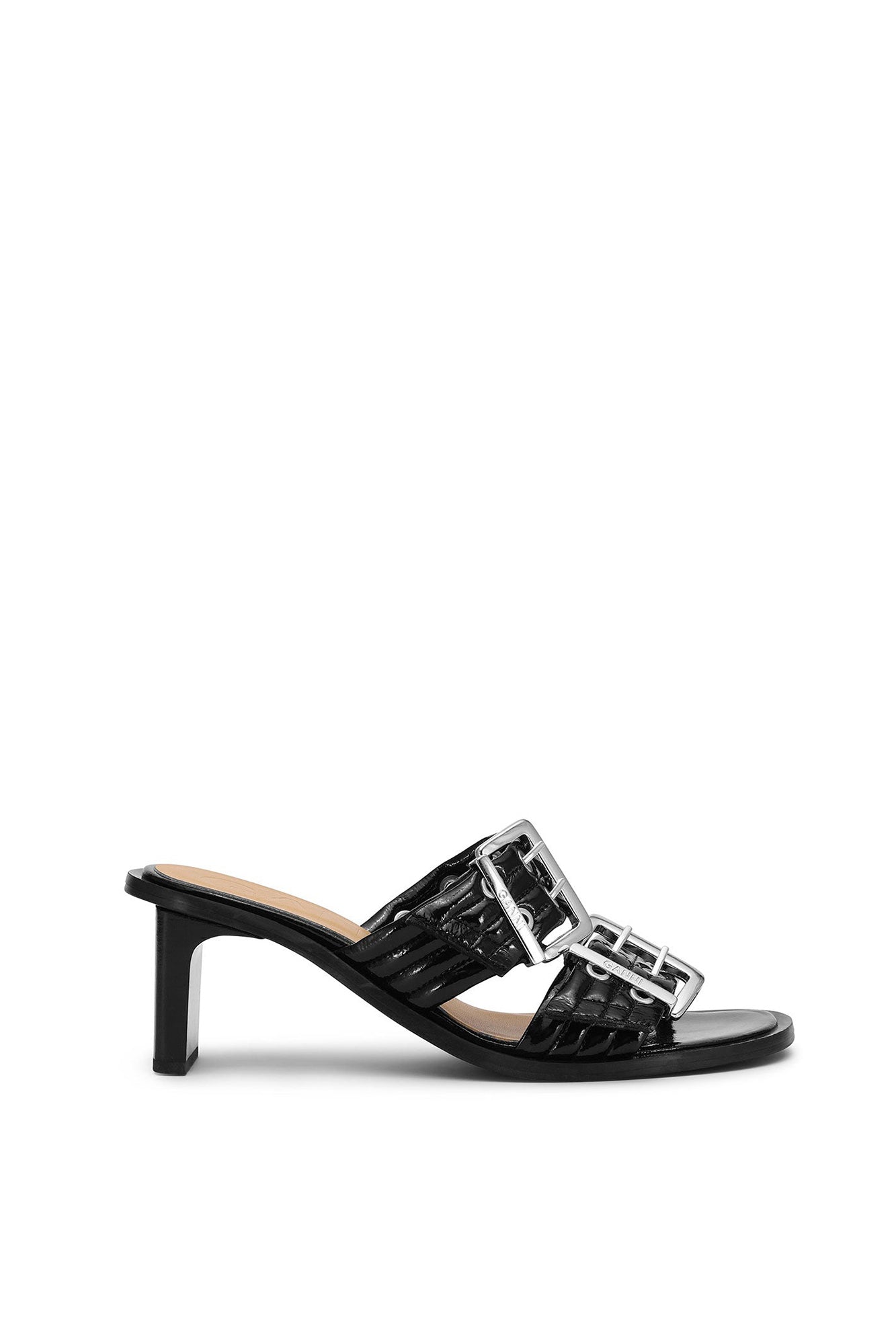 Heeled mules with buckles - Black