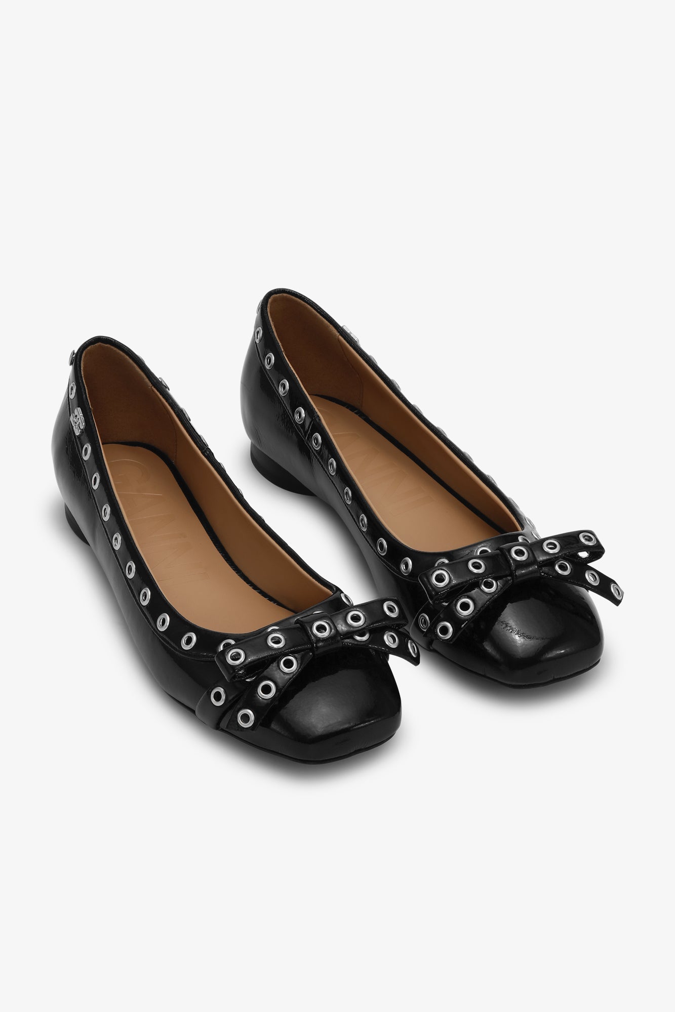 Ballerines à œillets et nœud - Black