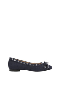 Ballerines à œillets et nœud en denim - Dark Navy