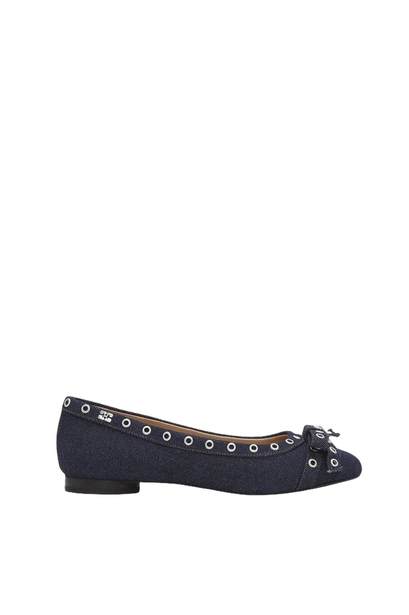 Ballerines à œillets et nœud en denim - Dark Navy