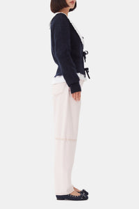 Ballerines à œillets et nœud en denim - Dark Navy