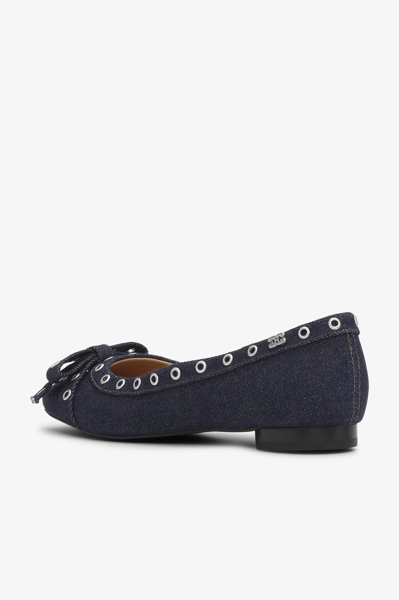 Ballerines à œillets et nœud en denim - Dark Navy