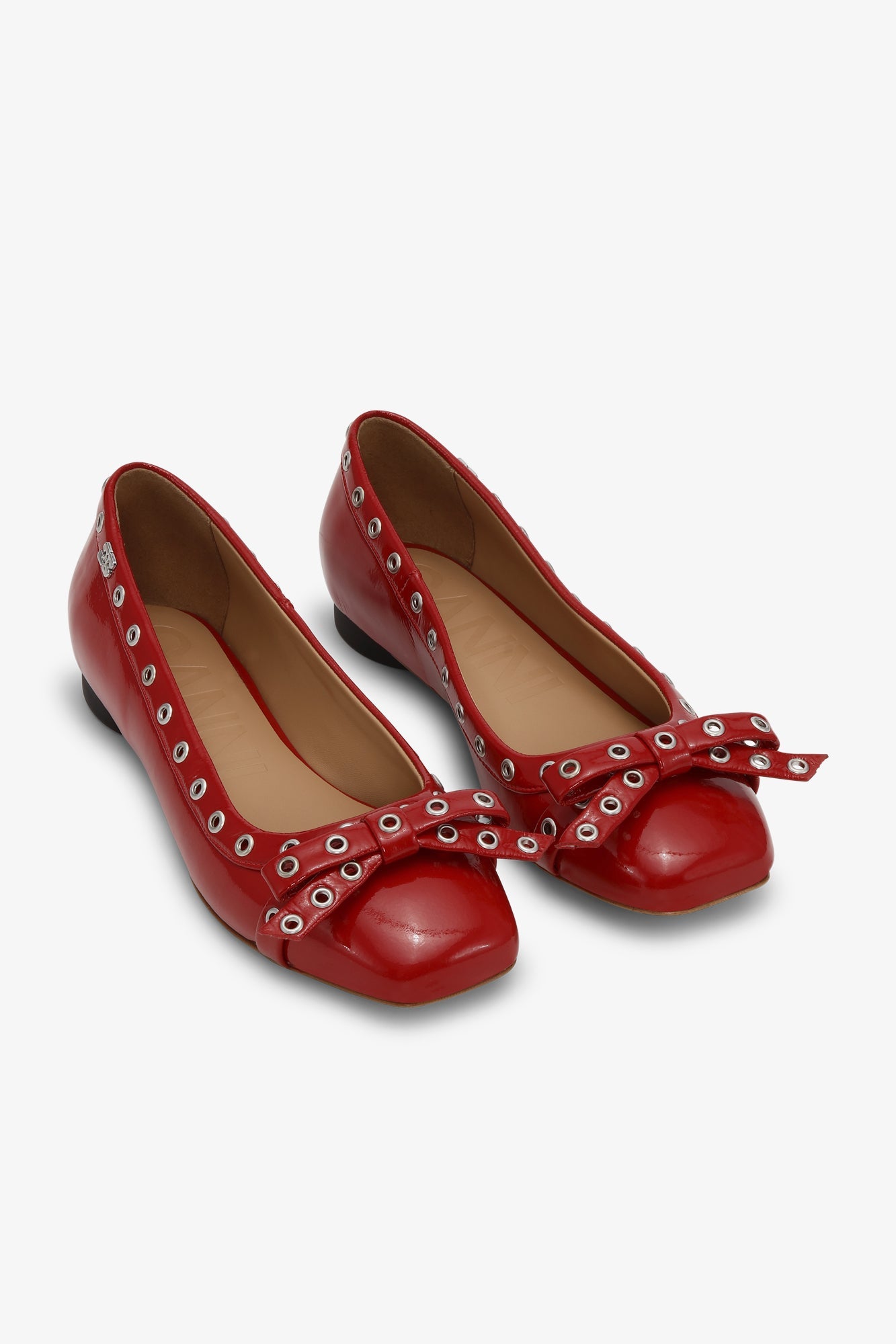 Ballerines à œillets et nœud - Racing Red