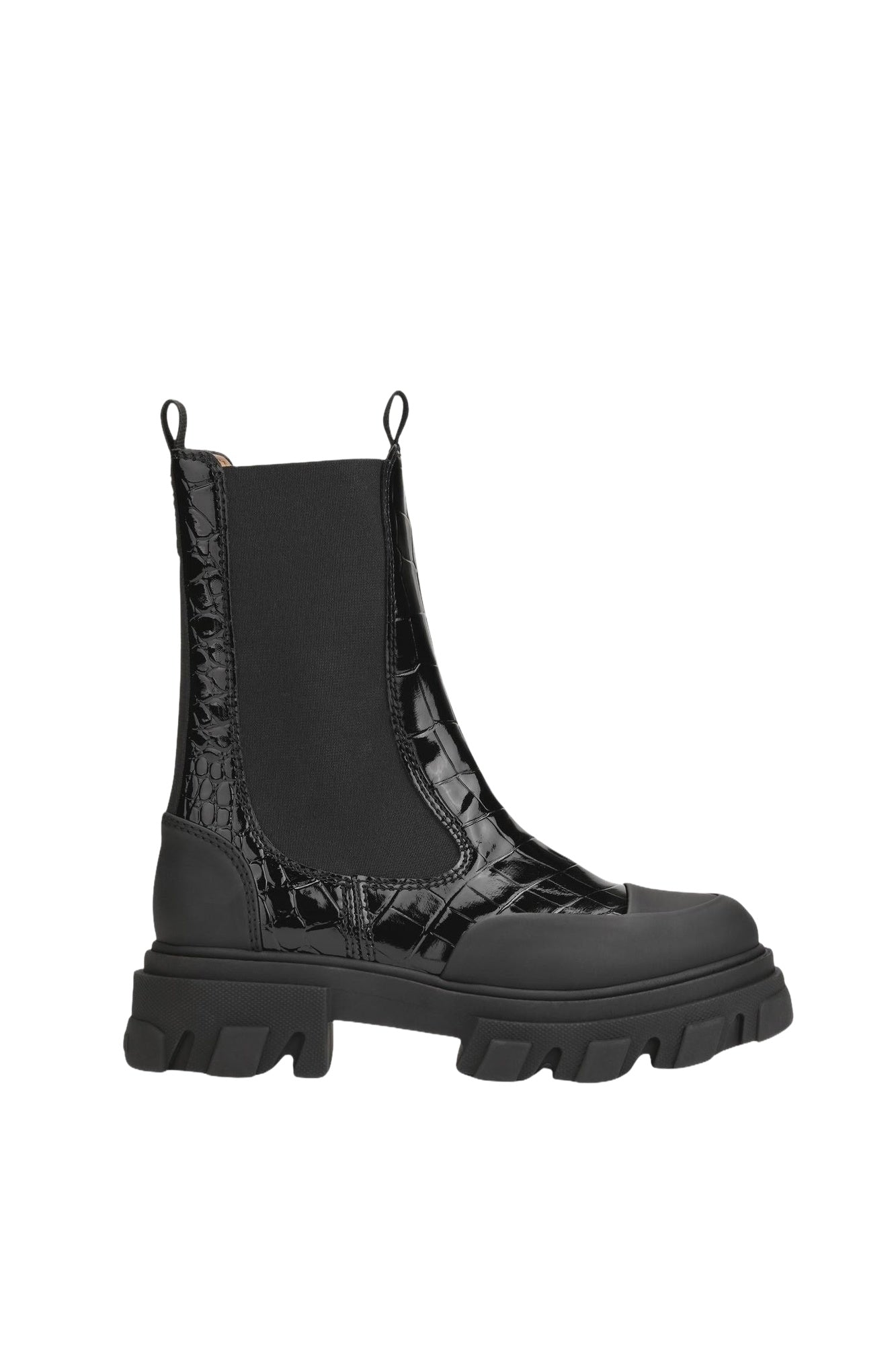 Bottines Chelsea à imprimé animal en cuir verni - Black