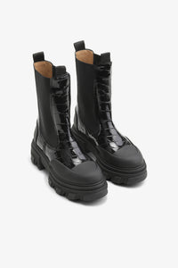 Bottines Chelsea à imprimé animal en cuir verni - Black