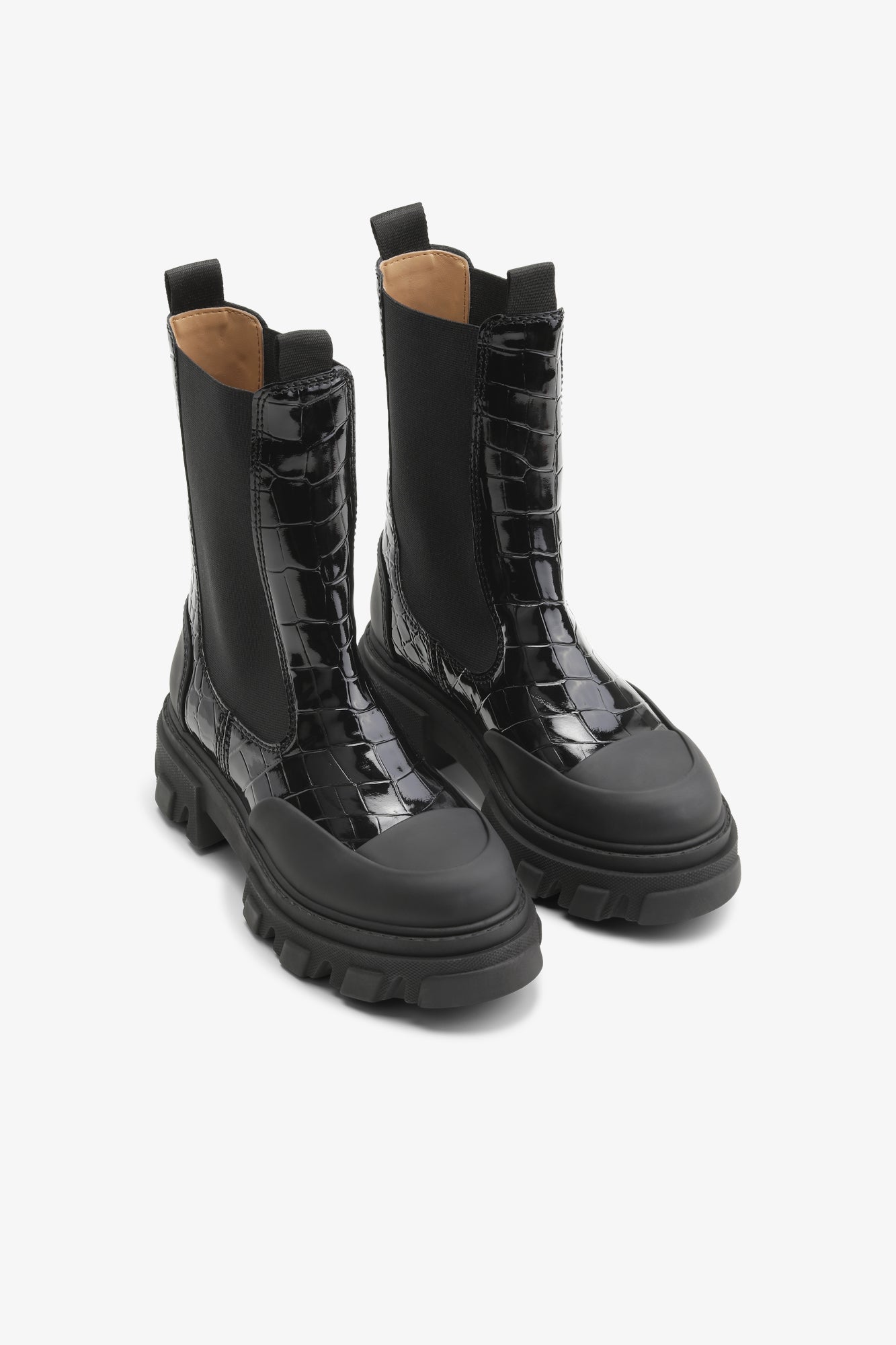 Bottines Chelsea à imprimé animal en cuir verni - Black