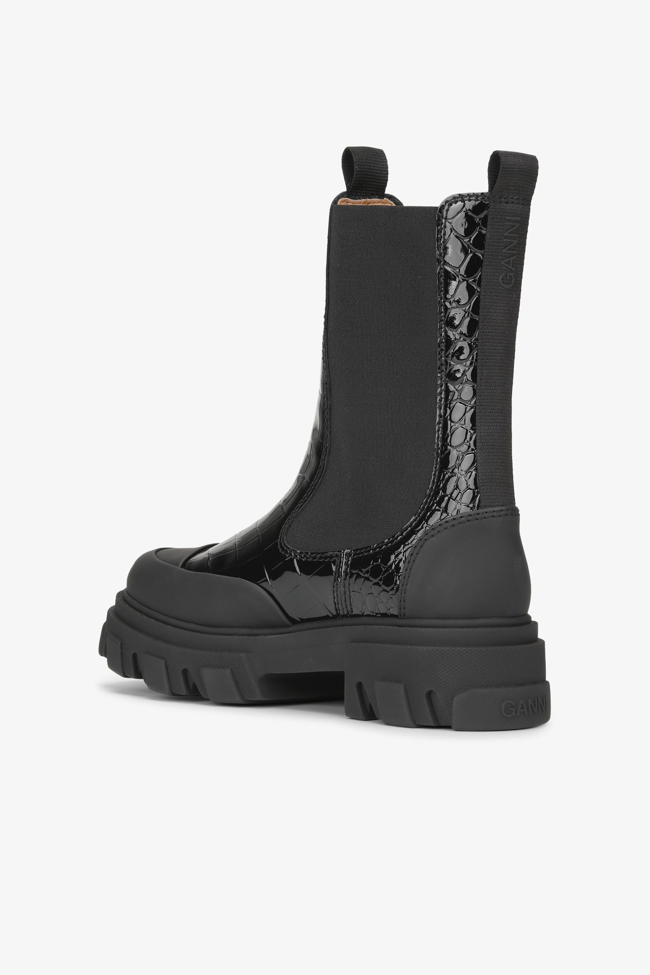 Bottines Chelsea à imprimé animal en cuir verni - Black