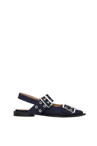 Ballerines à boucles en denim - Dark Navy