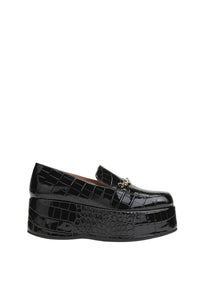 Mocassins à plateforme imprimés en cuir verni - Black