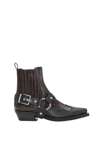 Bottines Chelsea basses en cuir - Black & Burgundy