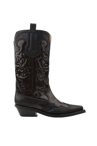 Bottes Western brodées en cuir - Black & Burgundy