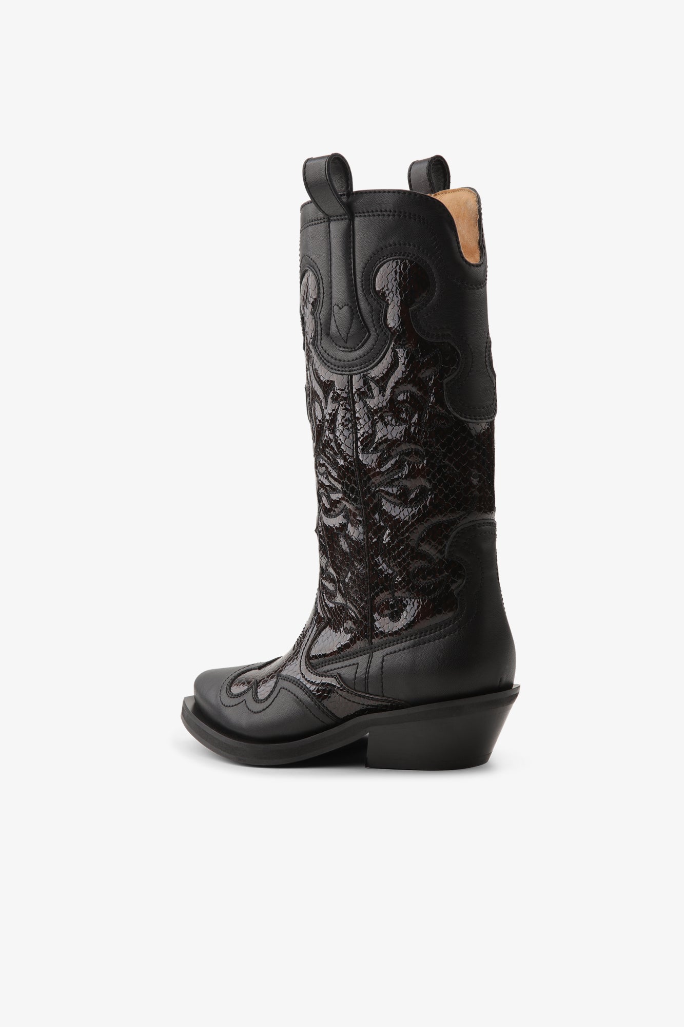 Bottes Western brodées en cuir - Black & Burgundy