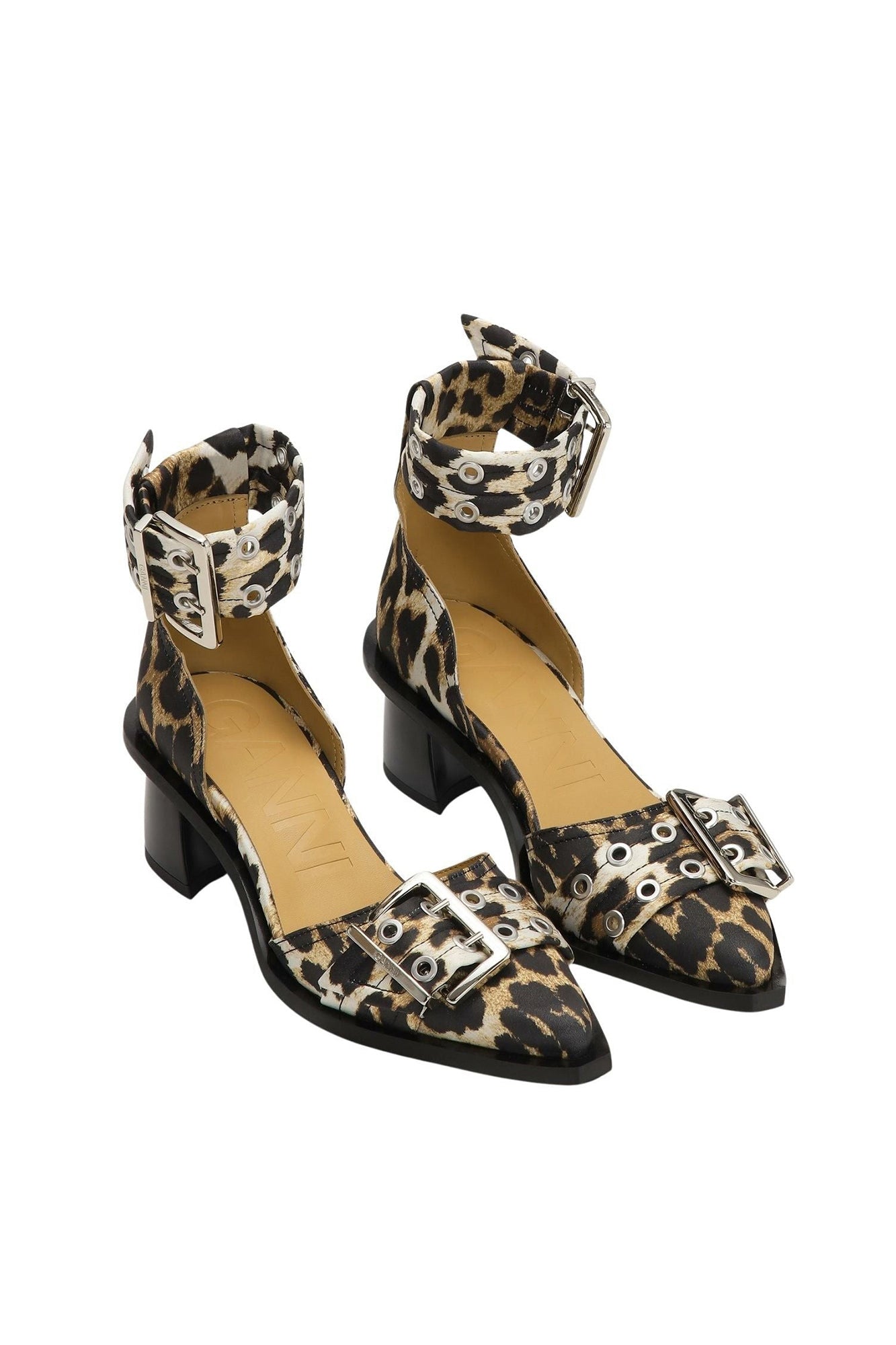 Escarpins ajourés à imprimé animal avec boucles - Leopard