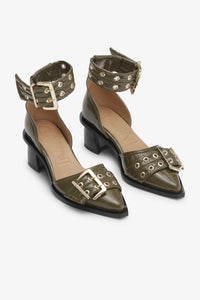 Escarpins ouverts à boucles olive - Military Olive