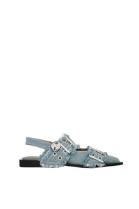 Ballerines à boucles avec charms en denim - Faded Denim