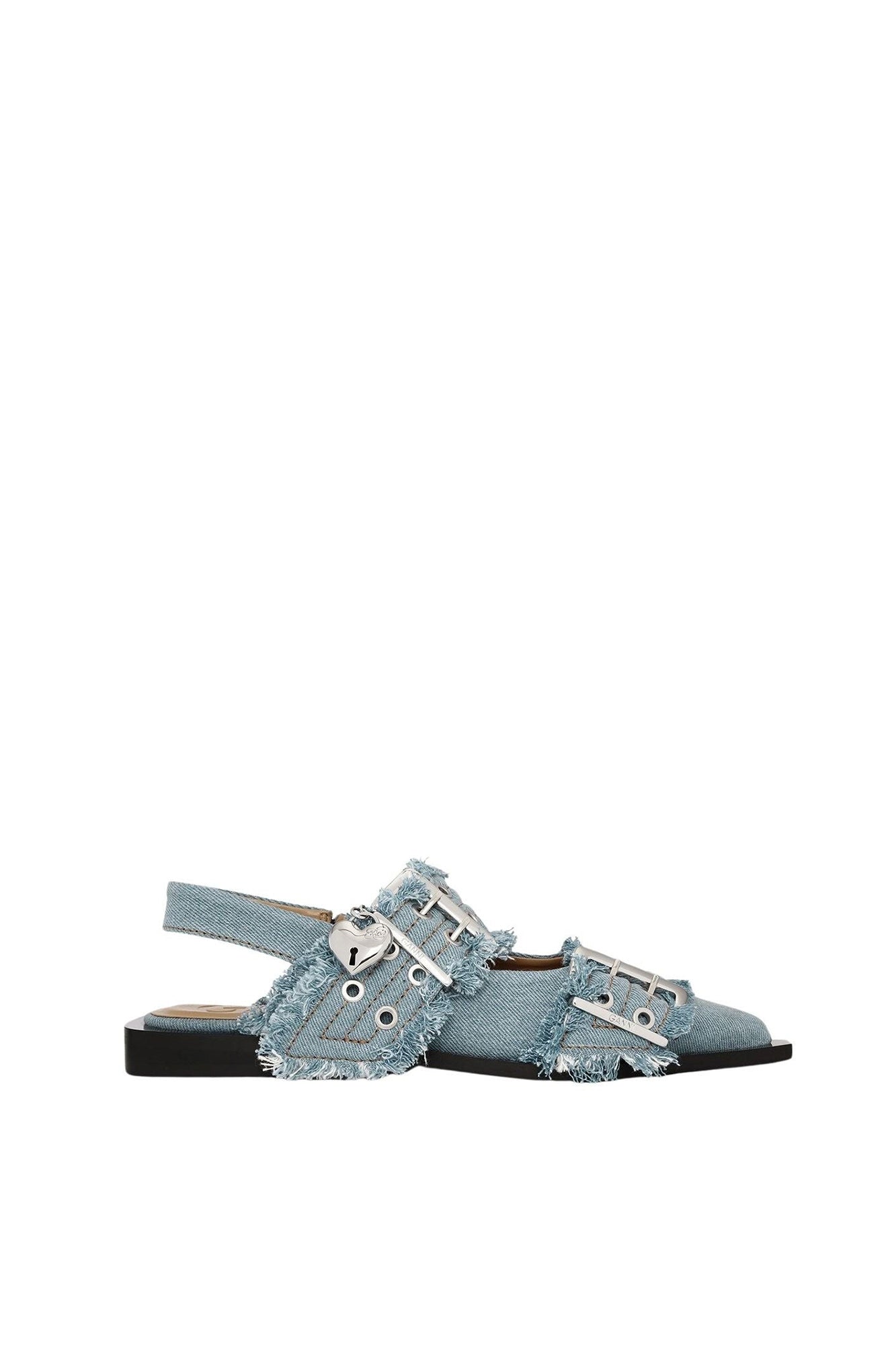 Ballerines à boucles avec charms en denim - Faded Denim