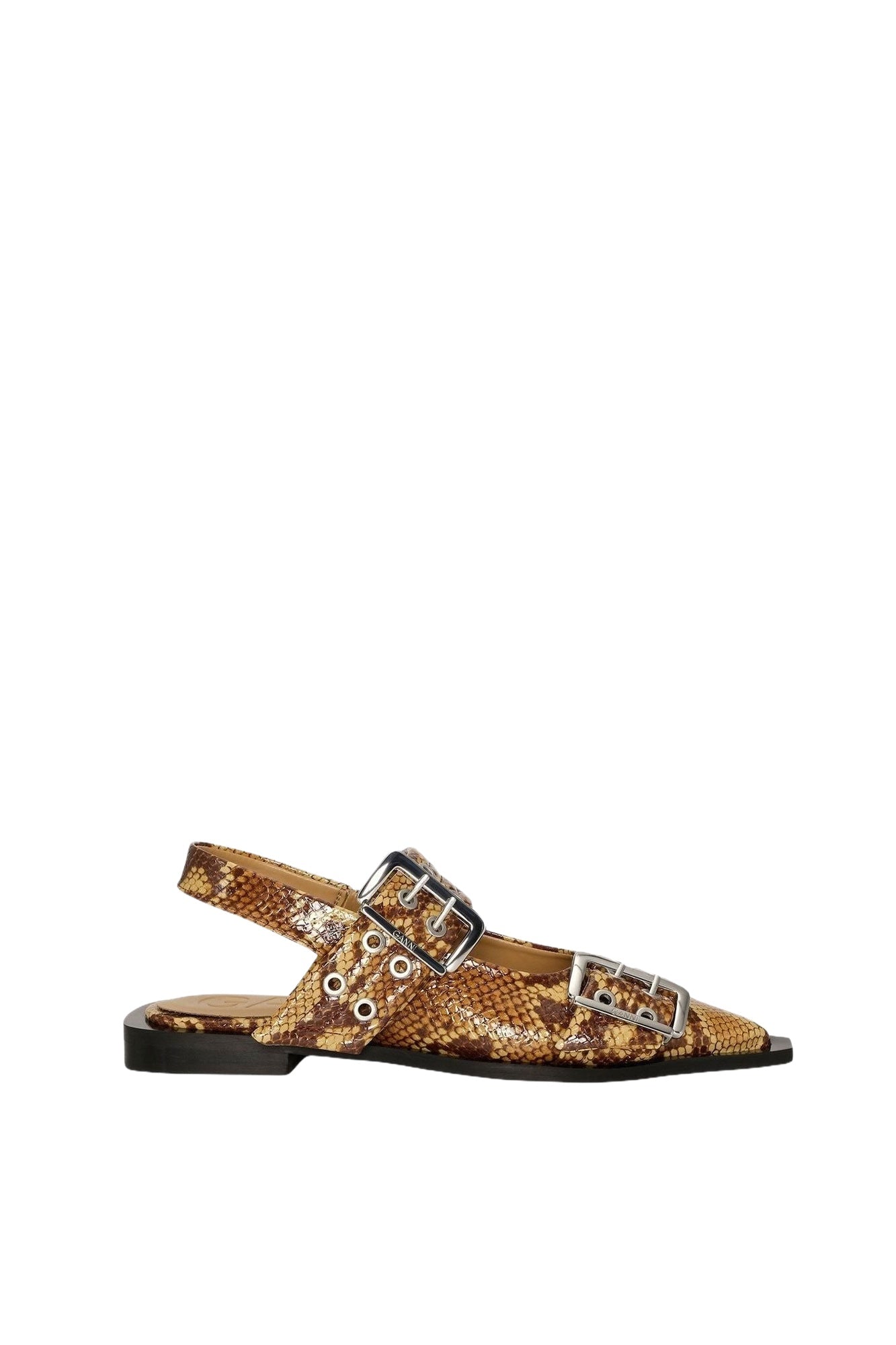 Ballerines avec boucles à imprimé animal en cuir - Buckthorn Brown