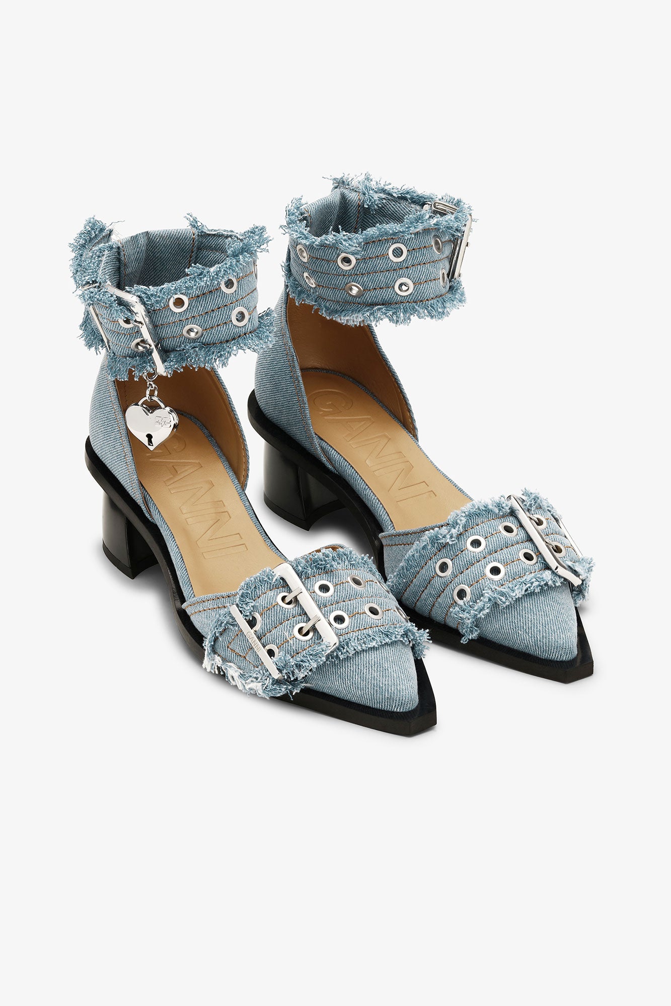 Escarpins ajourés à boucles en denim - Faded Denim