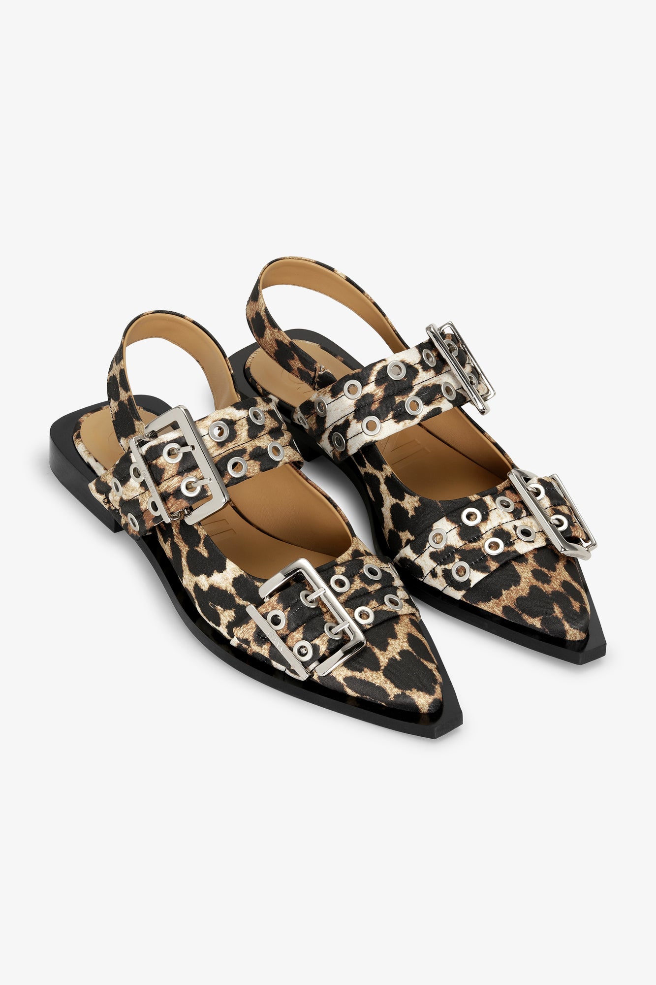 Ballerines à boucles imprimé en satin - Leopard