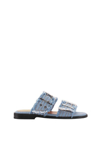 Sandales à deux brides et boucles en denim - Faded Denim