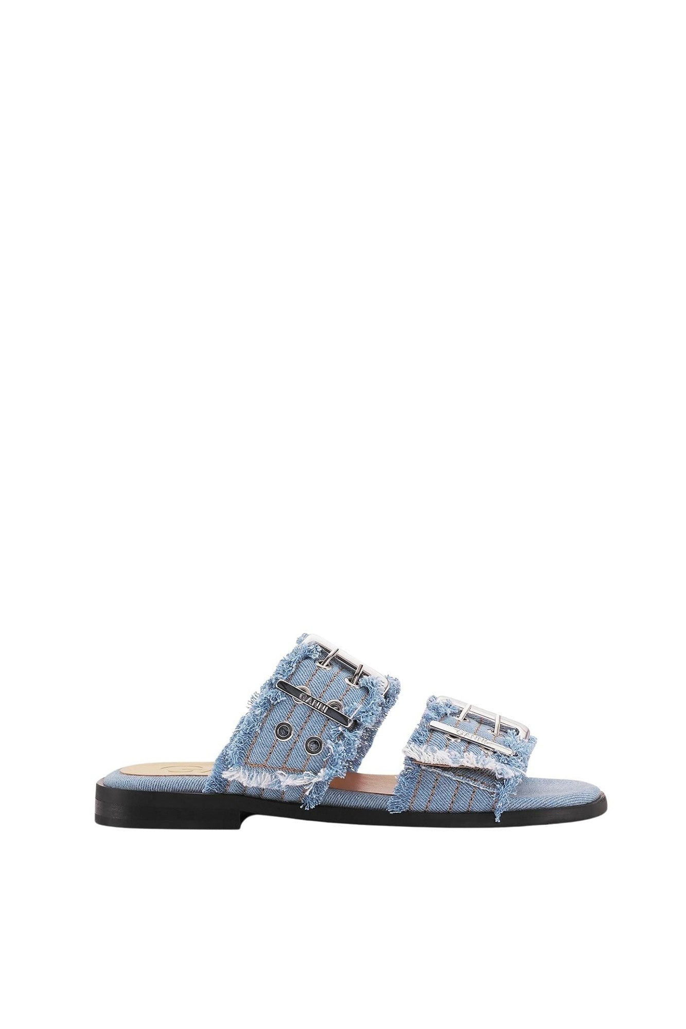 Sandales à deux brides et boucles en denim - Faded Denim