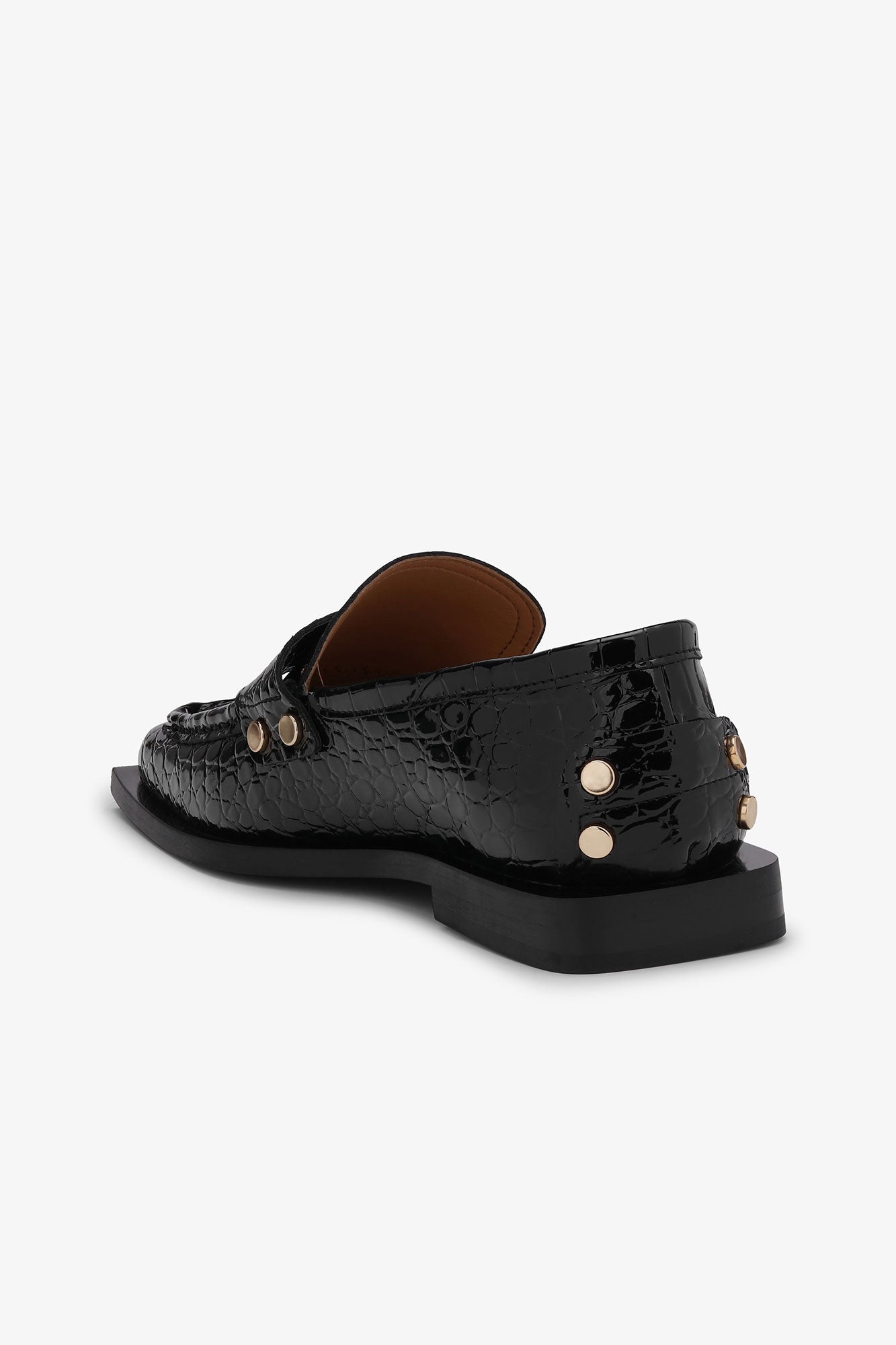 Mocassins cloutés à imprimé animal en cuir - Black