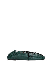 Ballerines à lacets gaufrées en cuir - Pineneedle